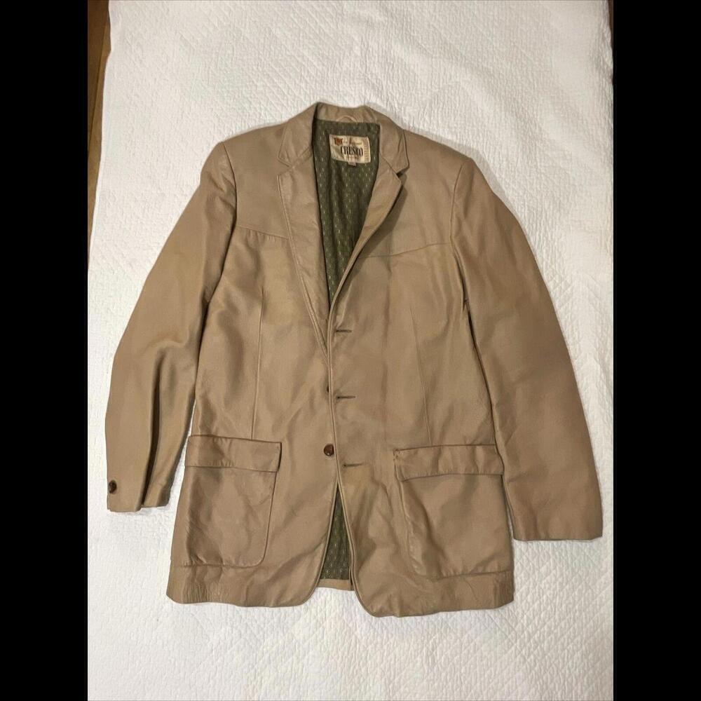 Vintage Cresco Sportswear Leather Suede Coat Jacket Button Front